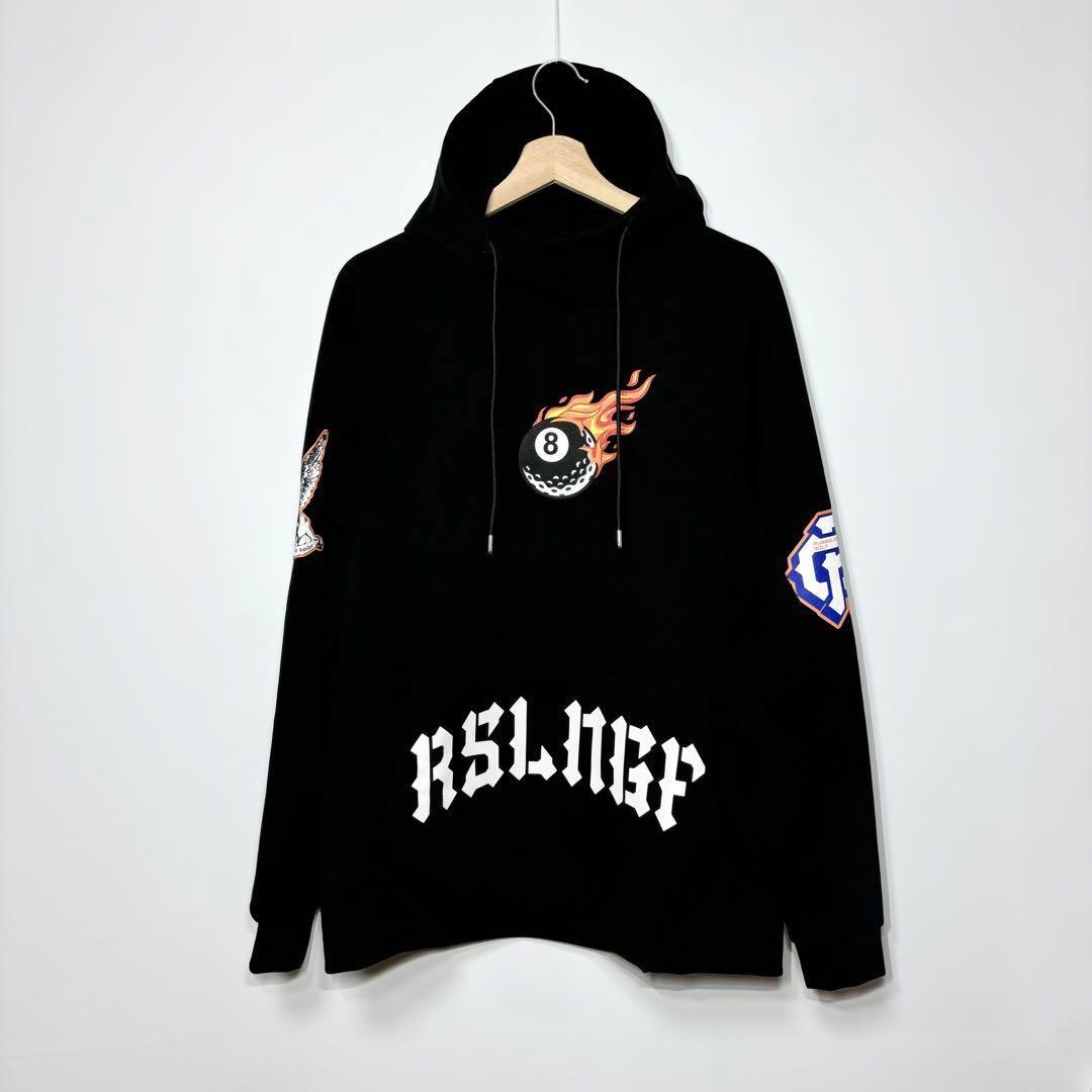 新品 ラッセルノ マスク フーディー マルチロゴ ブラック ゴルフ M