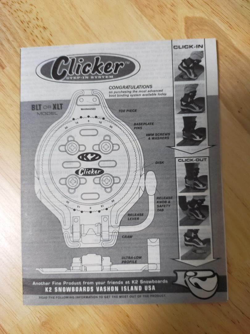 K2 CLICKER BLT ステップイン ビンディング 箱・説明書付