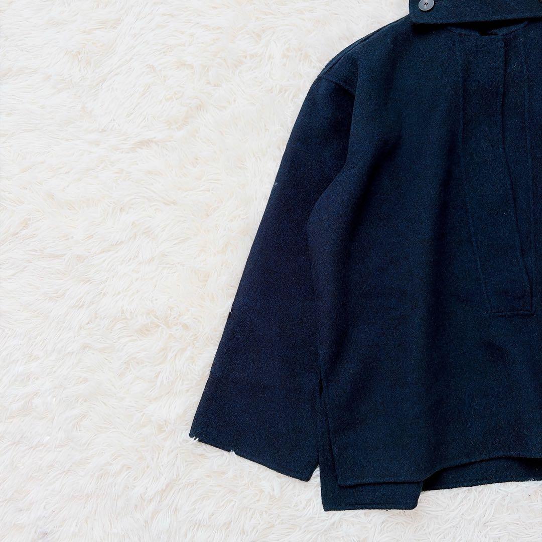 【美品】ソフィードール　ラムウールカシミヤリバーショートコート　ネイビー