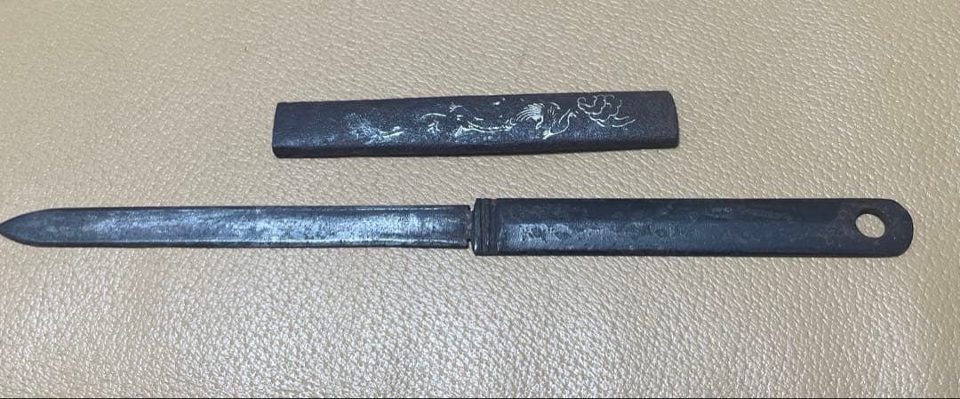 ヨ*セ様 江戸時代　馬針　貫級刀　　鉄地雨竜図　小柄　まとめて　ペーパーナイフ