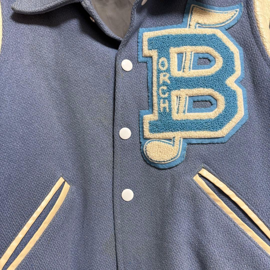 70s~ ビンテージ　ウールリブ　スカイブルー　スタジャン　レアカラー