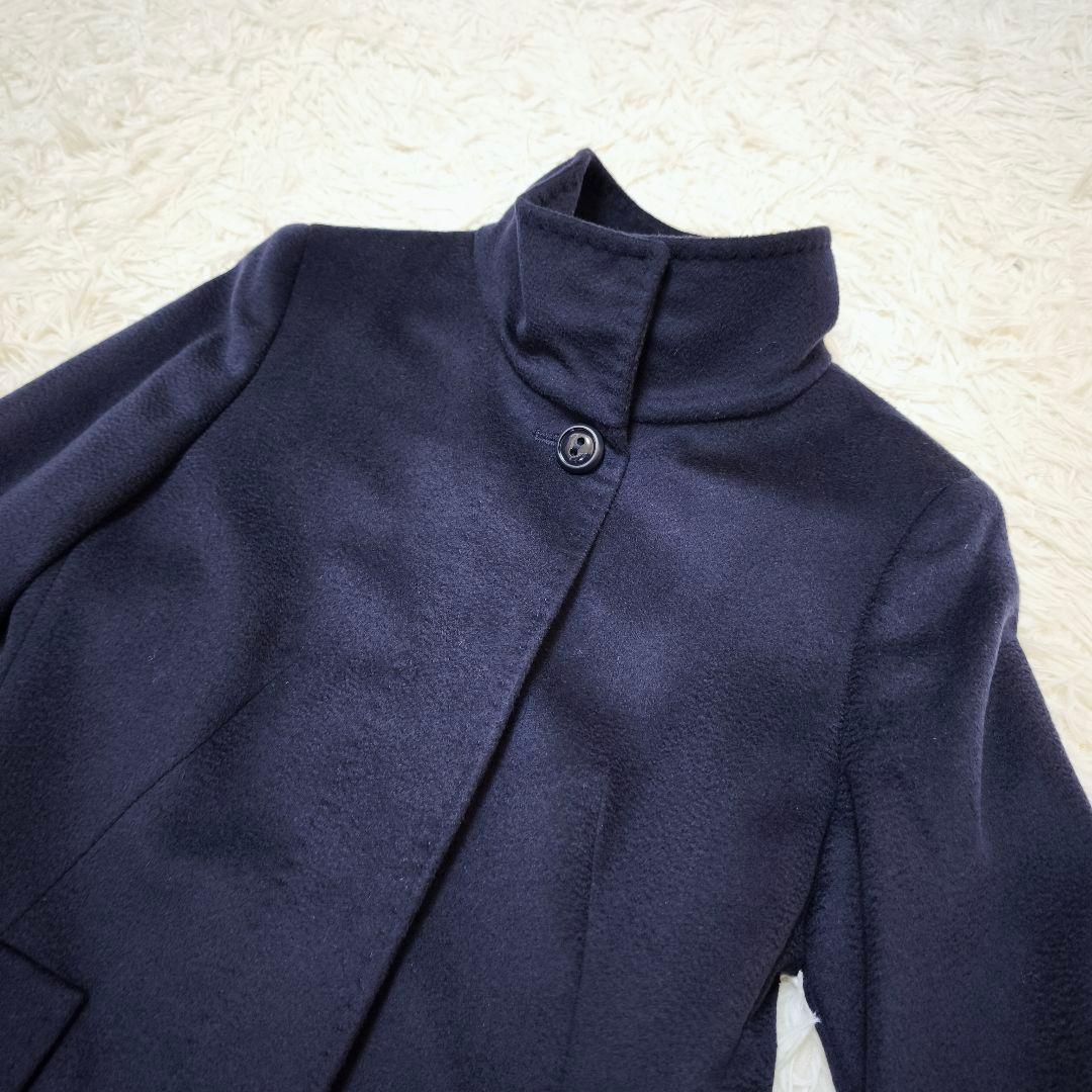 未使用級 マックスマーラ MaxMara ウロコカシミヤタッチ ロングコート黒
