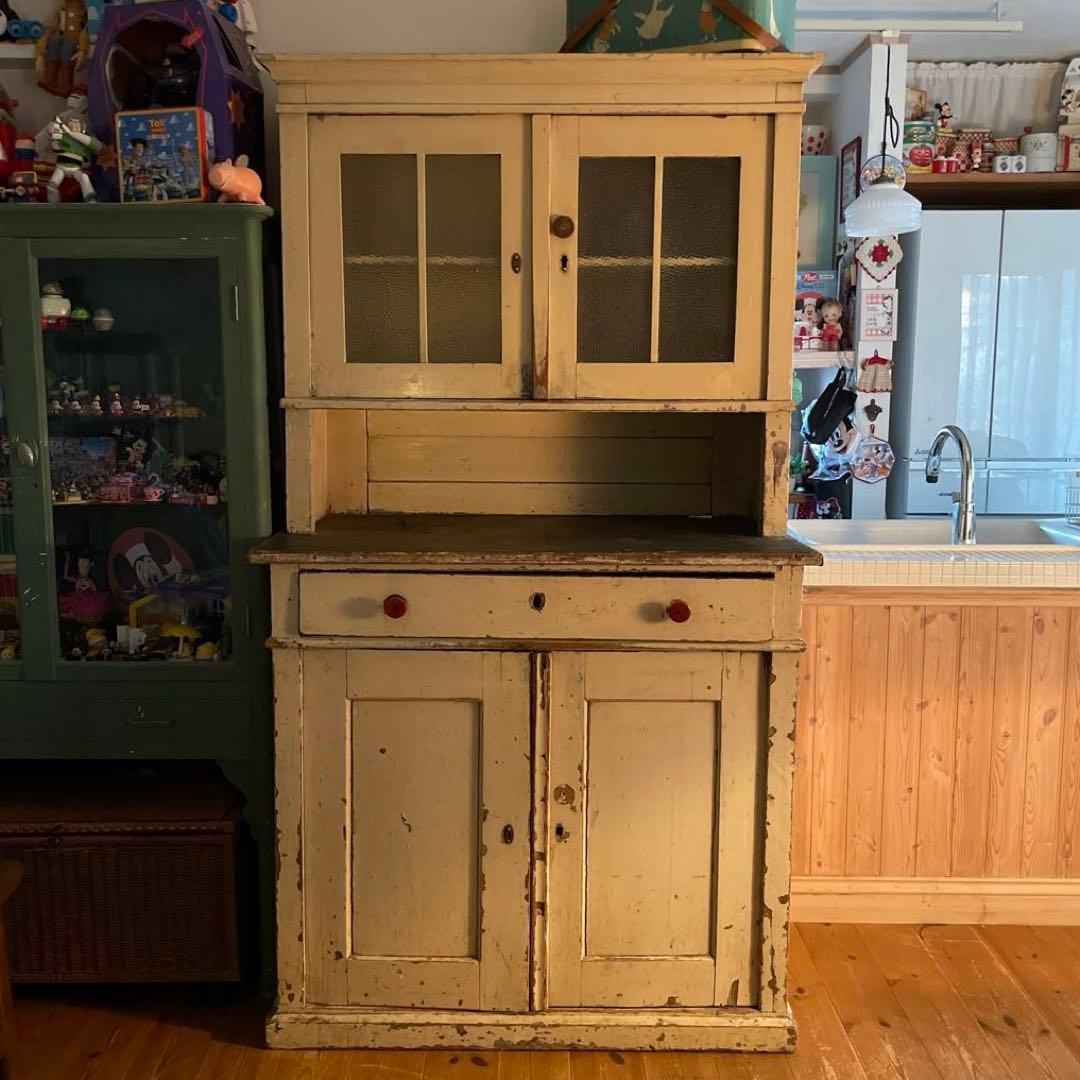 フランスアンティーク キッチンキャビネット カップボード 食器棚 ブロカント