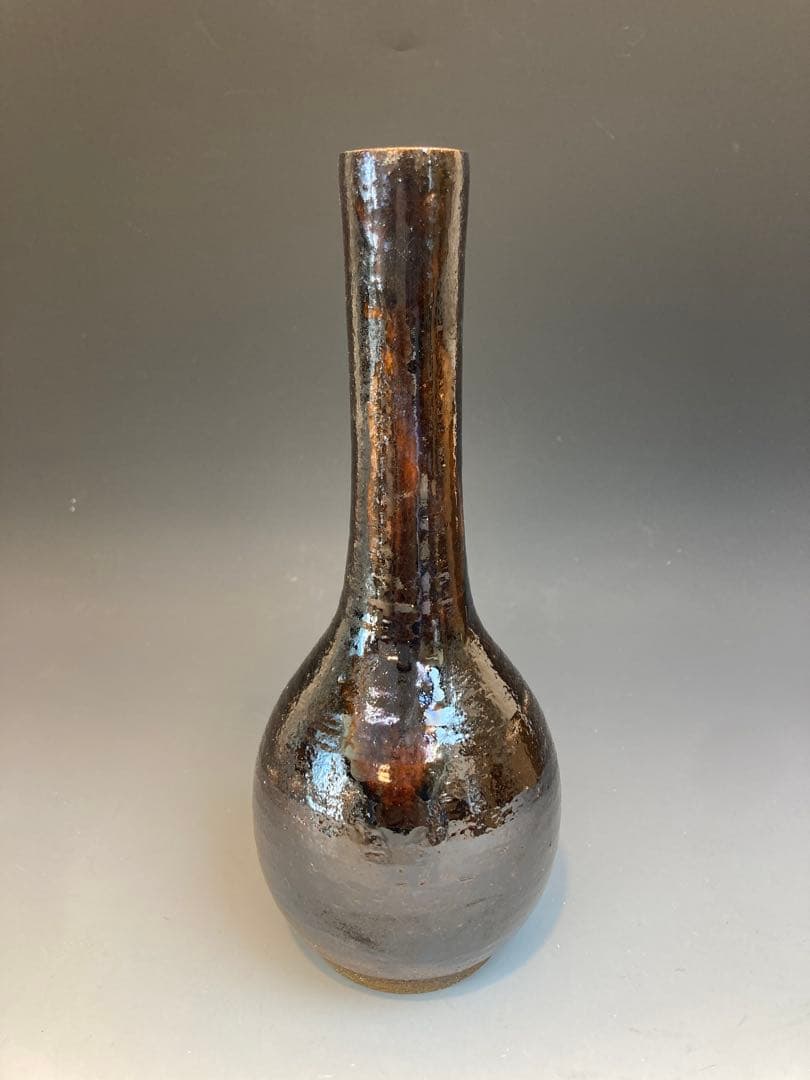 九代 大樋長左衛門 作 鶴首花入 共箱 茶道具