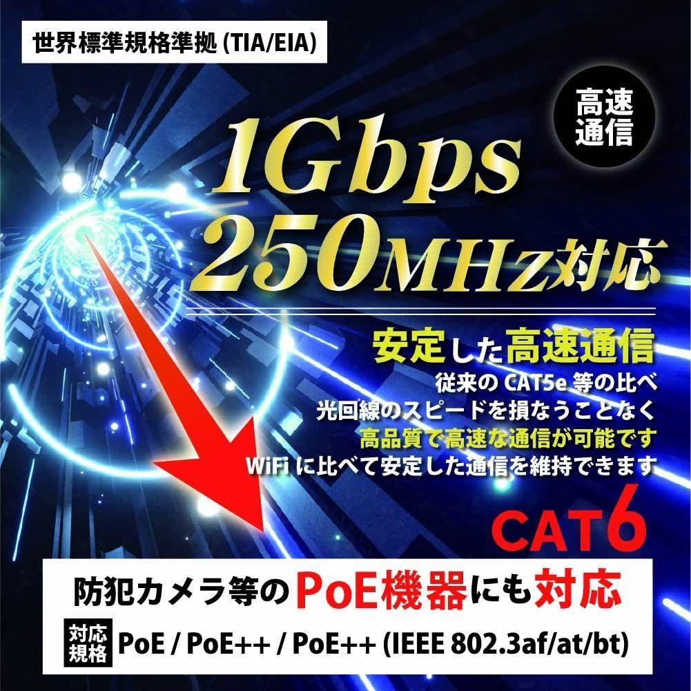 100m PoE防犯カメラ対応 Cat6 屋外高耐久LANケーブルコネクタ無し