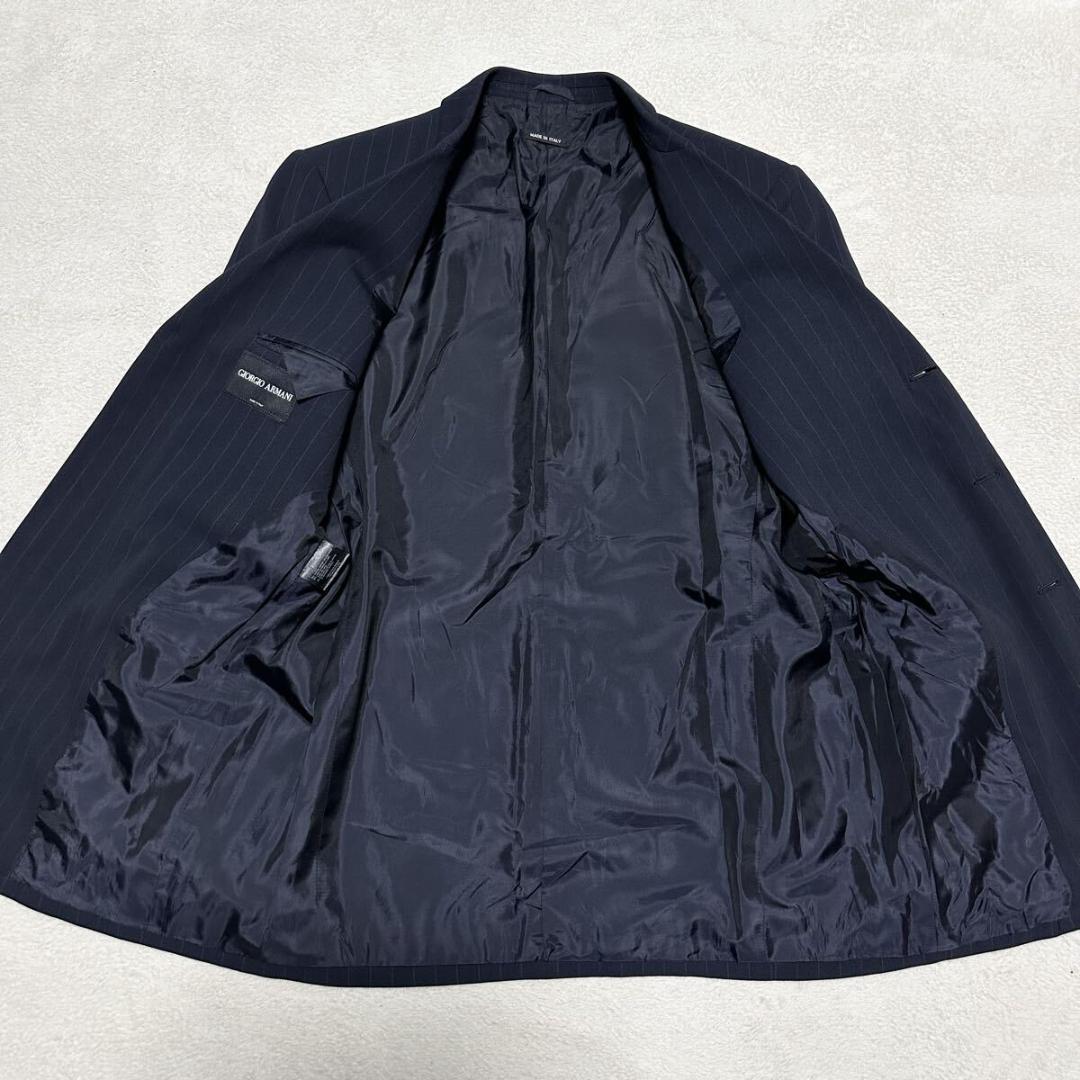 美品 ジョルジオアルマーニ 現行黒タグ 高級 スーツ 濃紺 M相当 015
