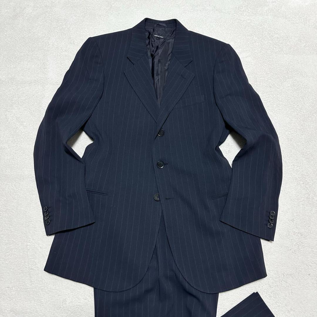 美品 ジョルジオアルマーニ 現行黒タグ 高級 スーツ 濃紺 M相当 015