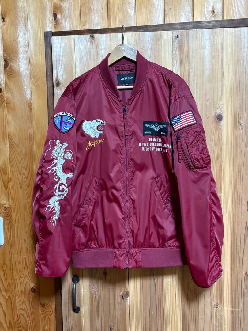 AVIREX MA-1ジャケット 2XL バーガンディ