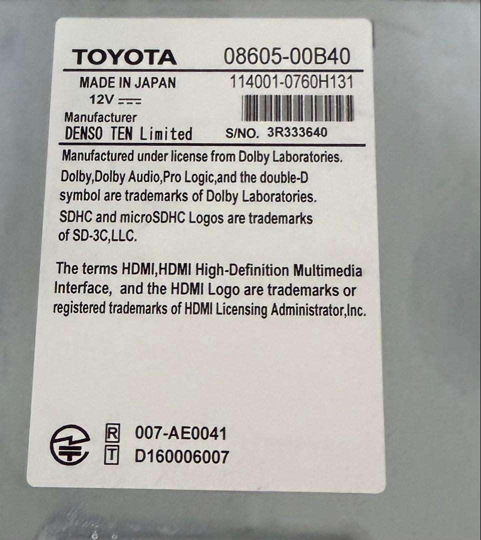 トヨタ純正ナビ 50プリウス取り外し 動作確認済 小傷あり