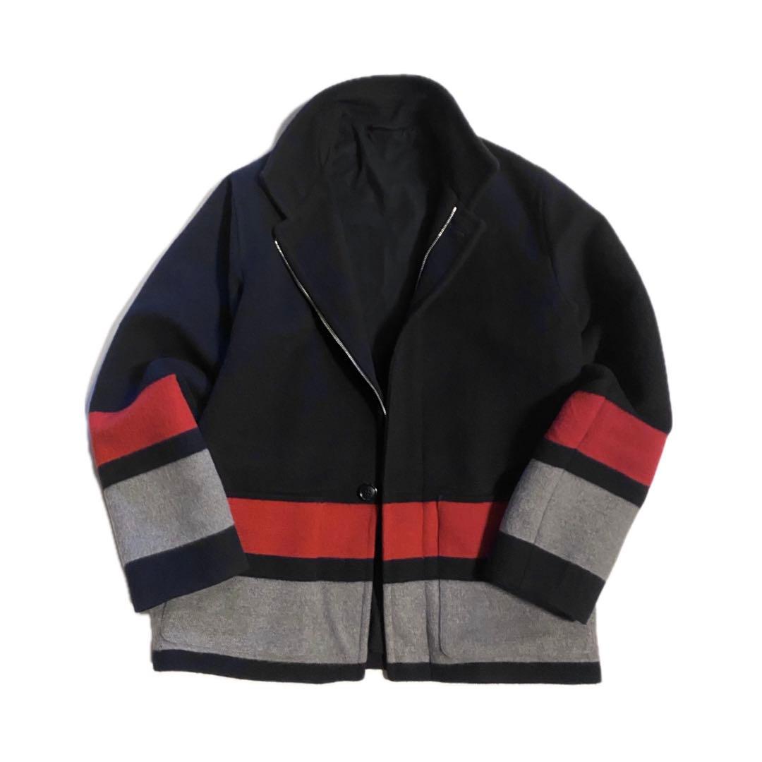 agni's b. アウター コート ネイビー グレー レッド