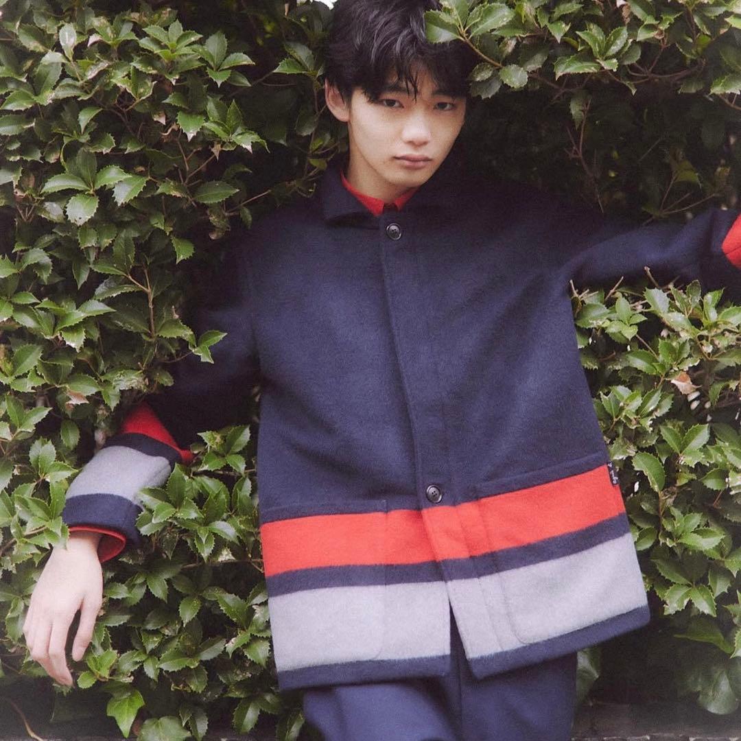 agni's b. アウター コート ネイビー グレー レッド