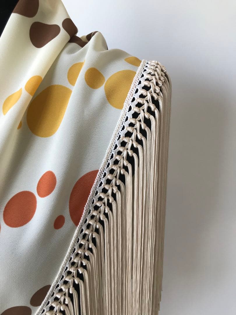 フラメンコ マントンシージョ オフホワイトランダム水玉xオクリームフレコ