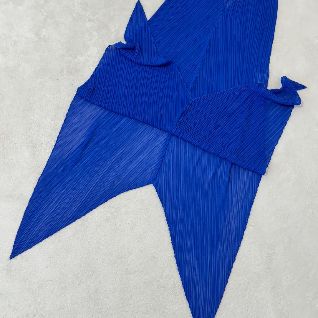極美品✨ISSEY MIYAKE プリーツ　変形　チュニック　ブルー　Lサイズ