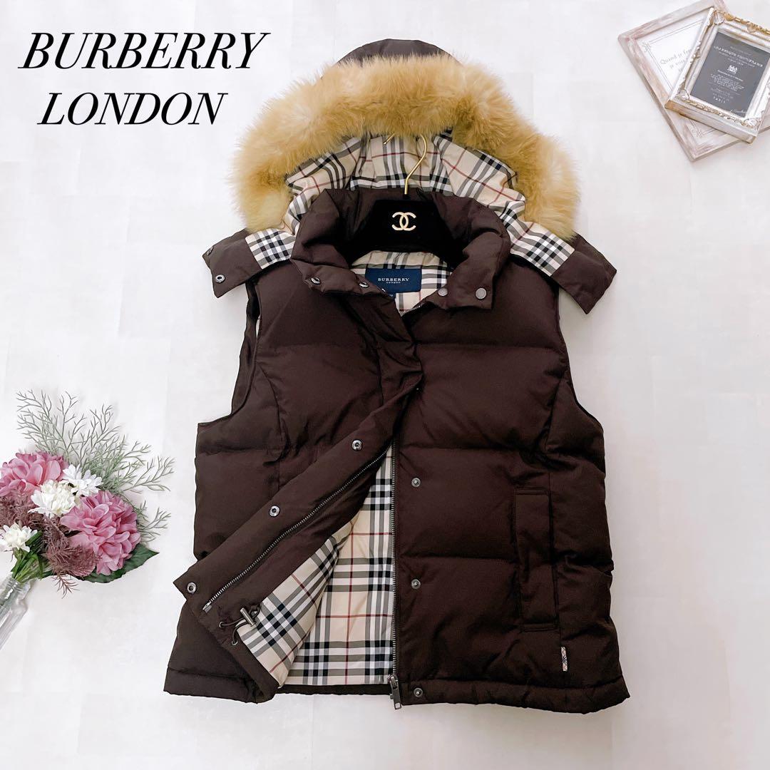 美品✨バーバリーロンドン ダウンベスト 3way ノバチェック フォックスファー