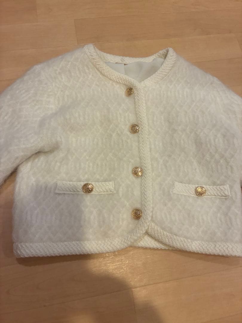 ファーライクフリルニットジャケット　IVL