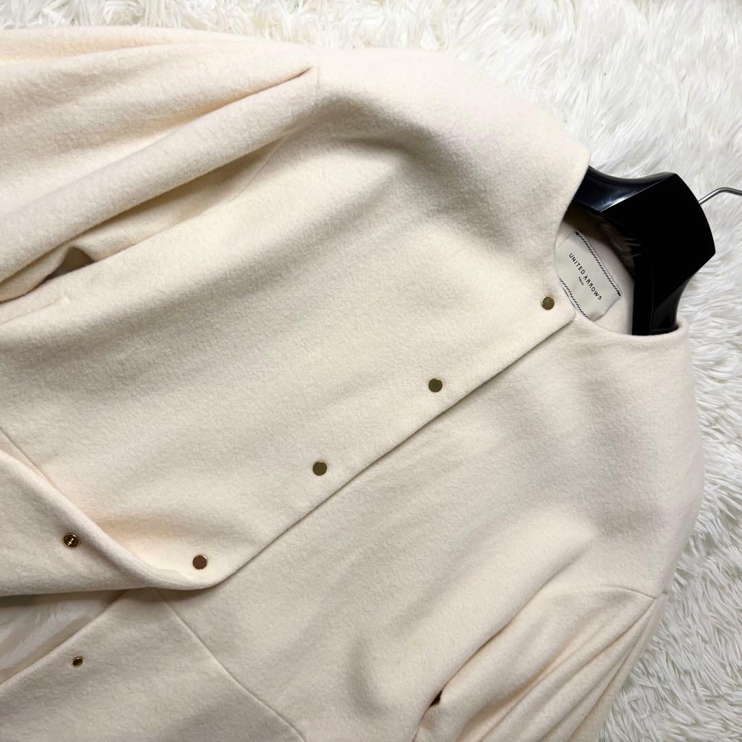 美品✨ ユナイテッドアローズ W ノーカラー メタルボタン ショートコート