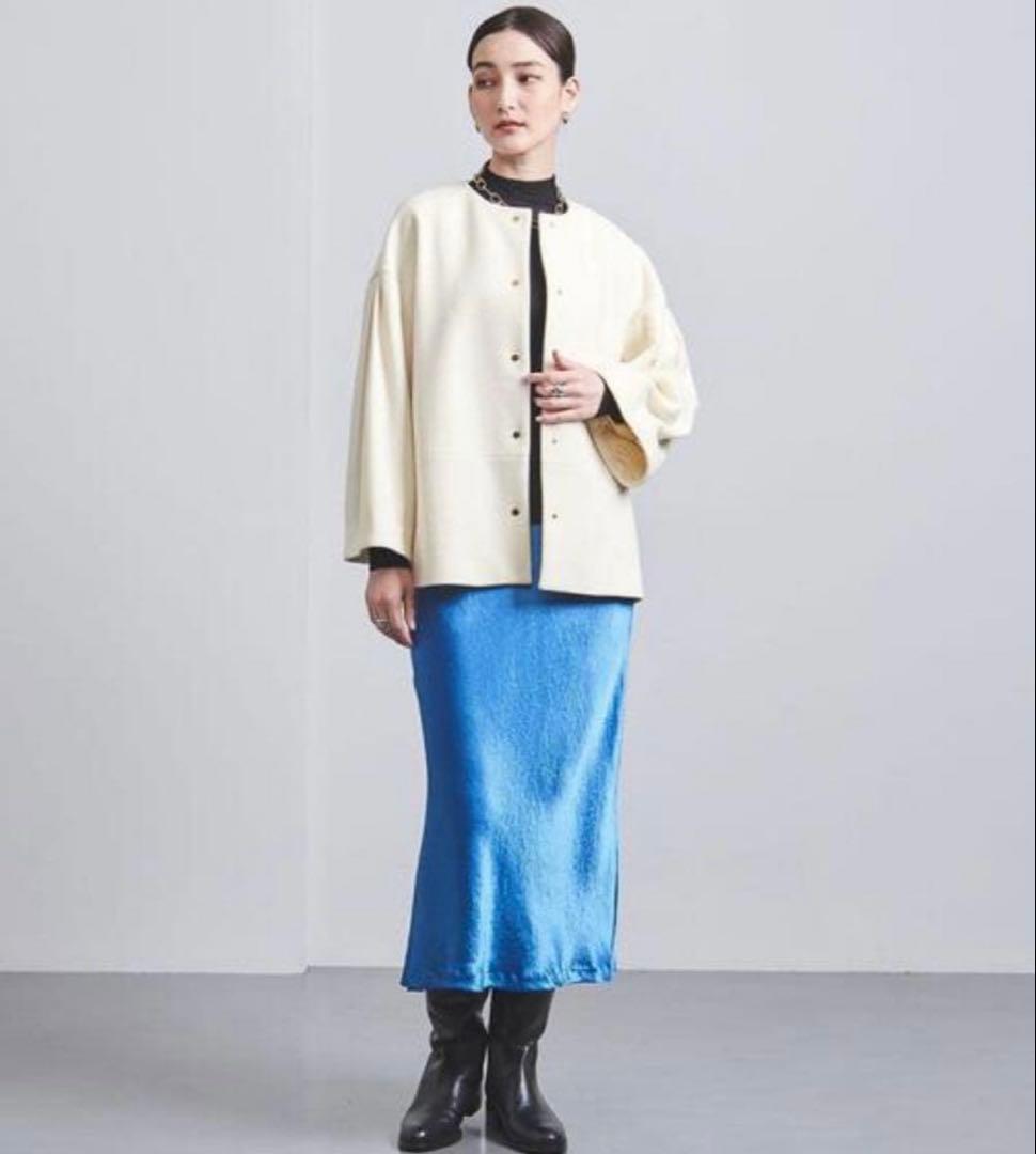 美品✨ ユナイテッドアローズ W ノーカラー メタルボタン ショートコート