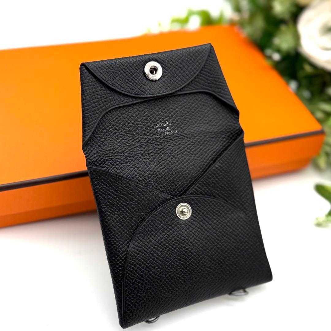 極上美品✨エルメス カルヴィ バスティア ケース ブラック 黒　O83