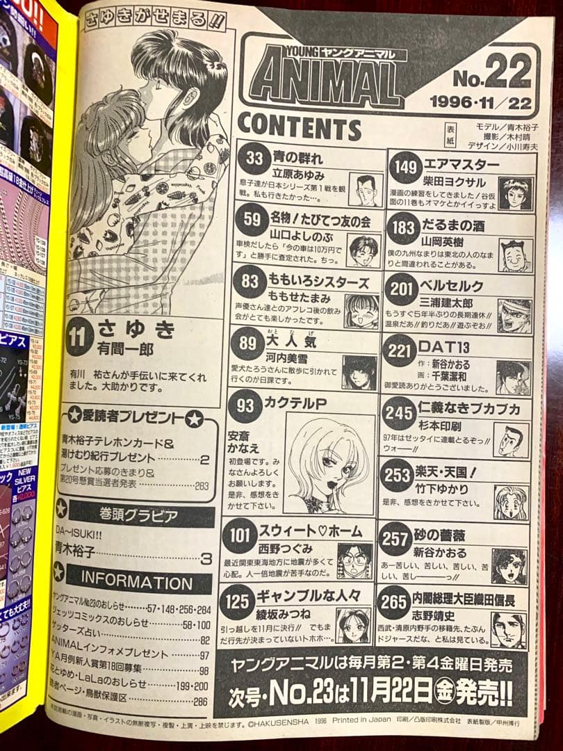 【ベルセルク掲載・エアマスター新連載】ヤングアニマル 1996年11月22日号