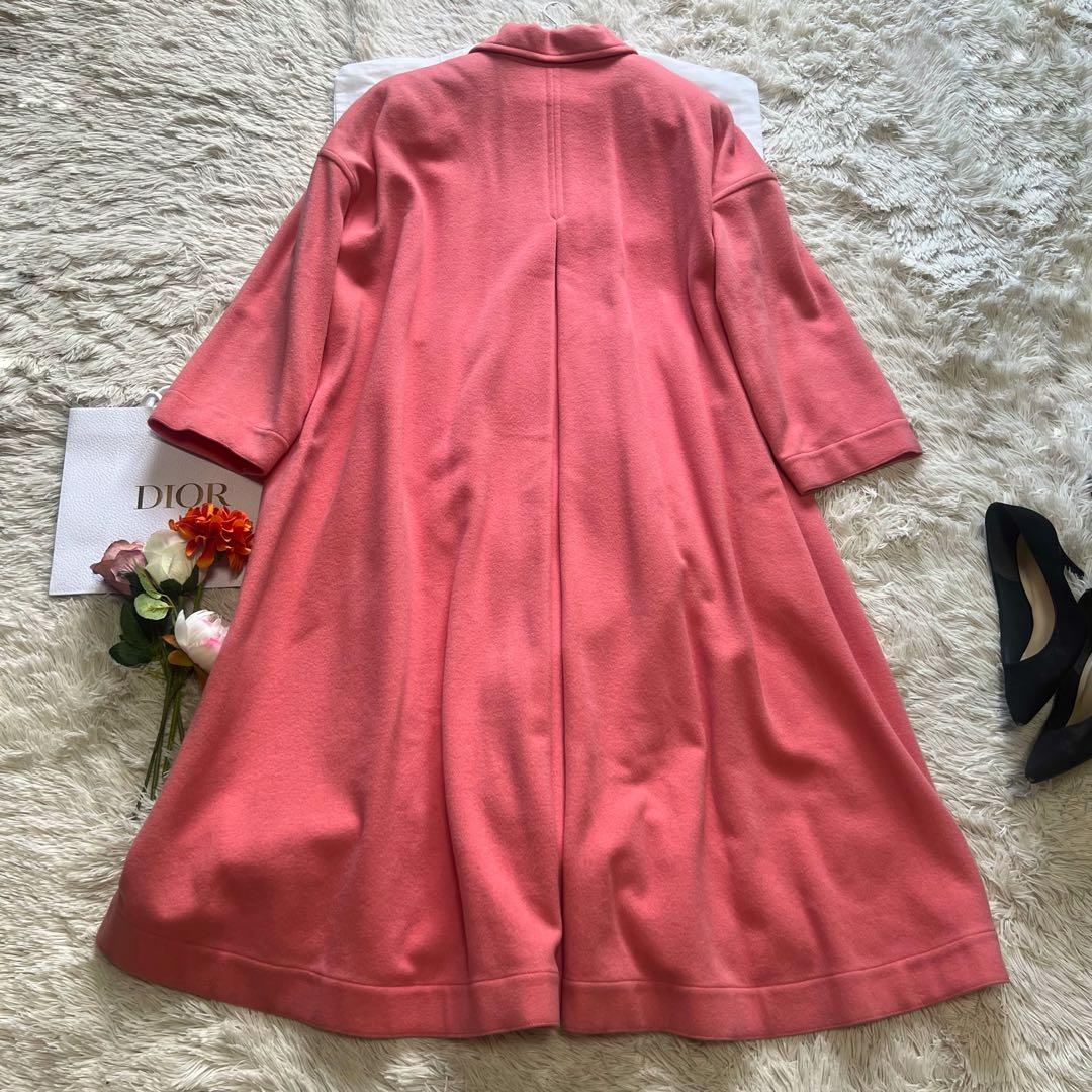 【美品】Christian Dior ロングコート サーモンピンク M フレア