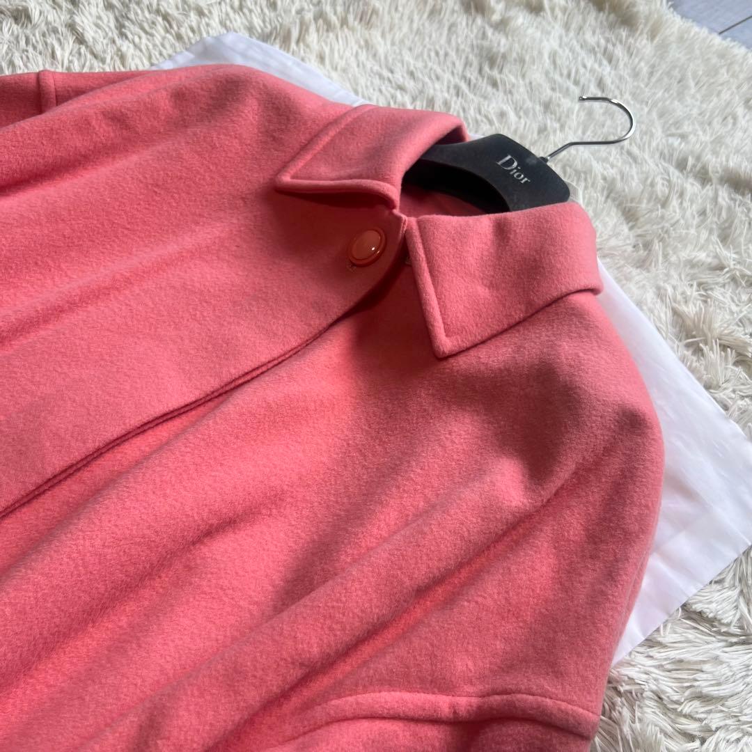 【美品】Christian Dior ロングコート サーモンピンク M フレア