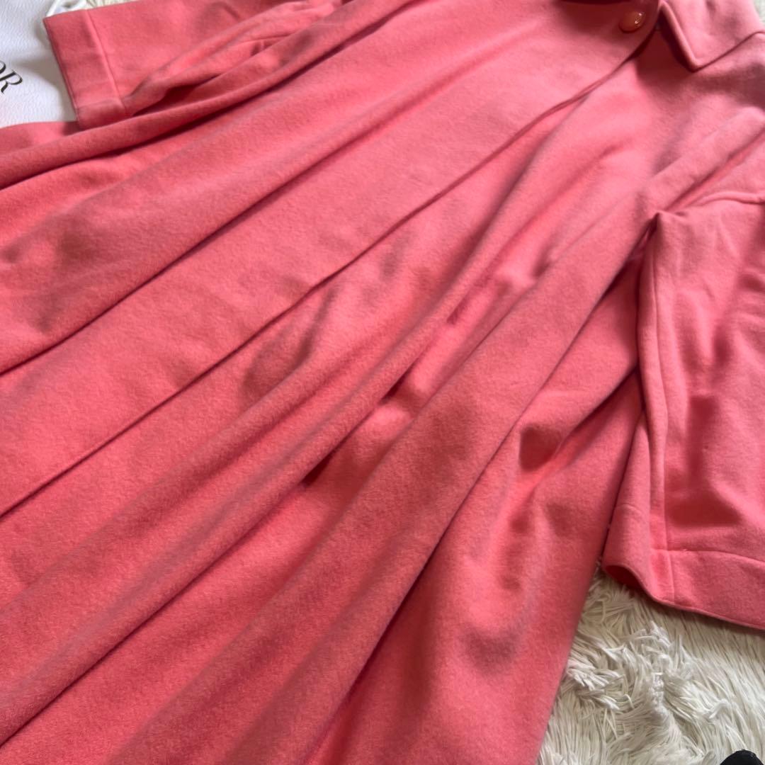 【美品】Christian Dior ロングコート サーモンピンク M フレア