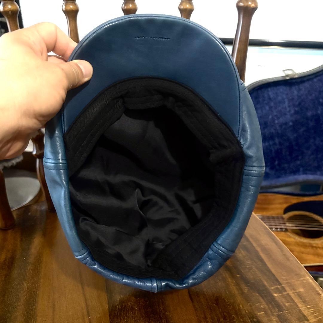 希少 ブルーレザー ヴィンテージ キャスケット シープスキンラムレザー