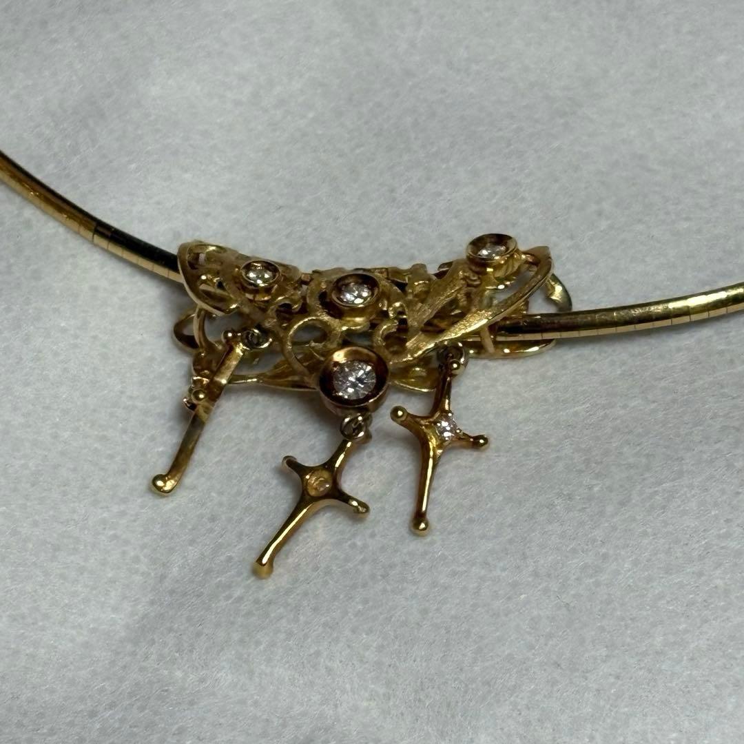 K18 天然ダイヤモンド ネックレス イヤリング セット 鑑定書付き