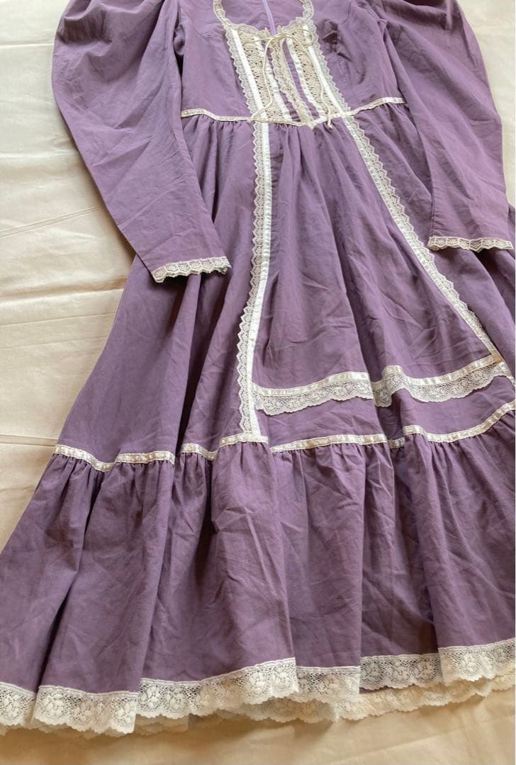 1970年代ヴィンテージ GUNNE SAX ティアードワンピース ラベンダー
