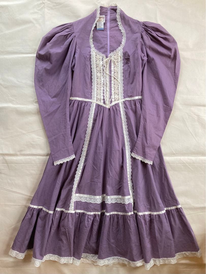 1970年代ヴィンテージ GUNNE SAX ティアードワンピース ラベンダー