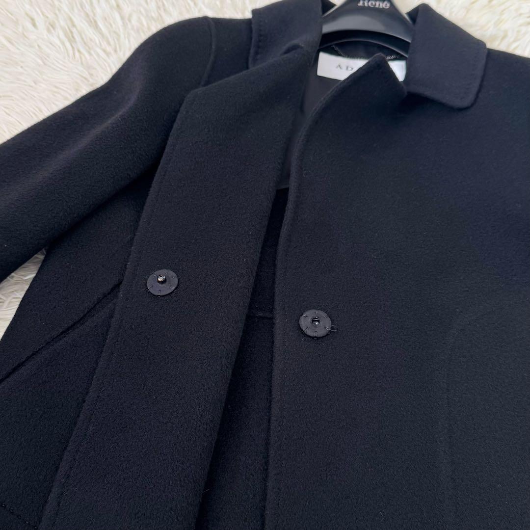 アドーア ウールカシミヤ ショートコート 36 ジャケット 黒 ステッチ
