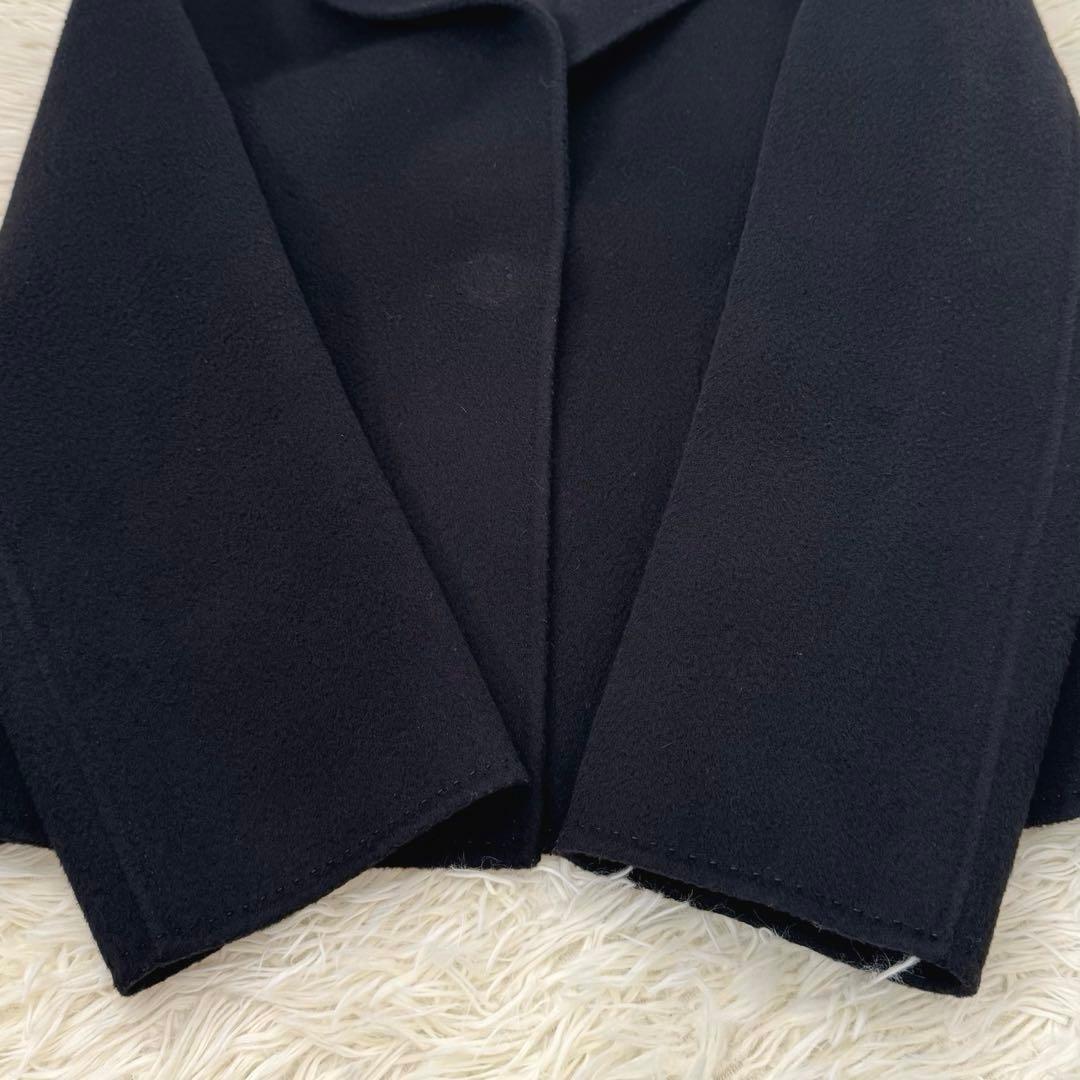 アドーア ウールカシミヤ ショートコート 36 ジャケット 黒 ステッチ