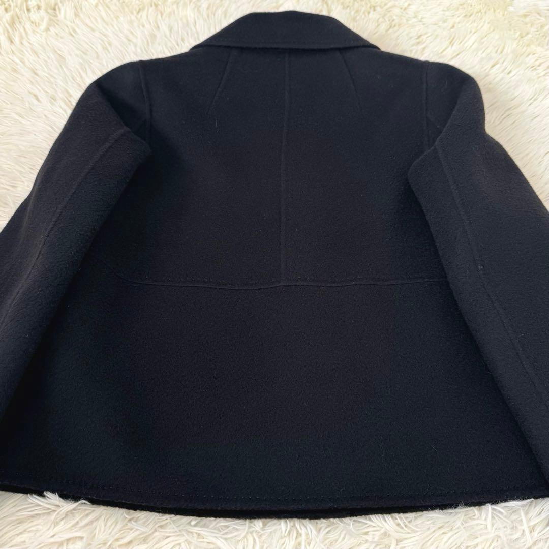 アドーア ウールカシミヤ ショートコート 36 ジャケット 黒 ステッチ