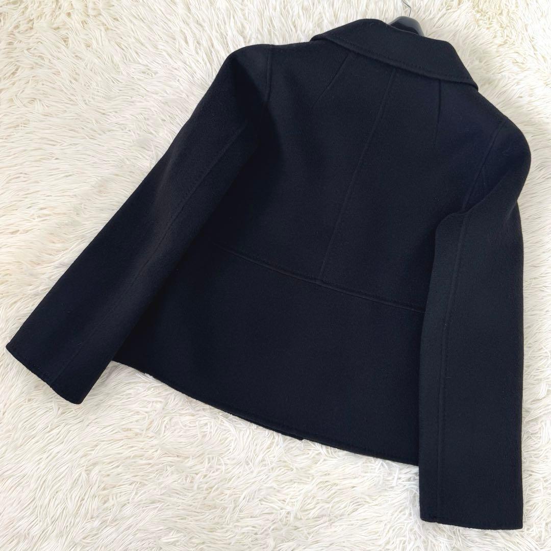 アドーア ウールカシミヤ ショートコート 36 ジャケット 黒 ステッチ