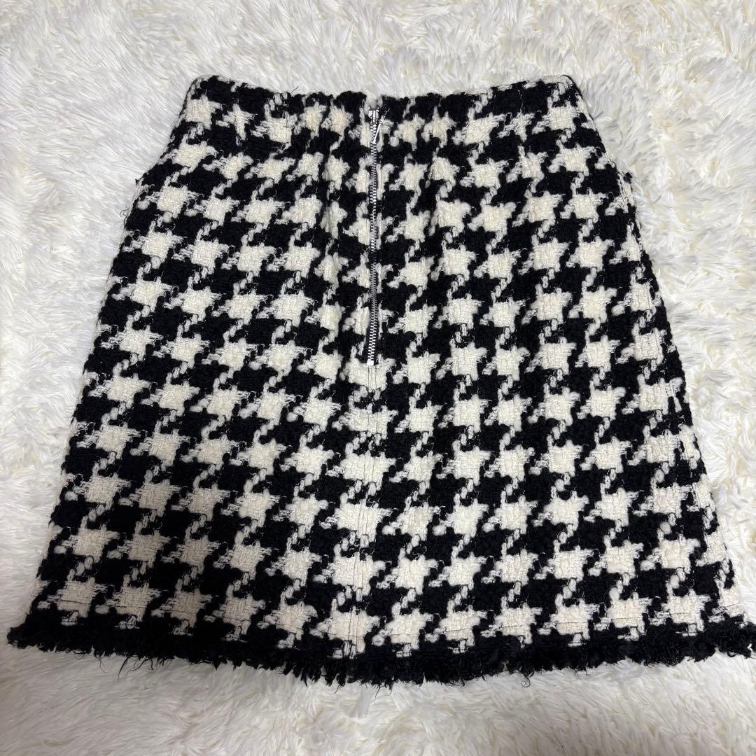 美品 オブリOBLI 千鳥格子ツイードスカート