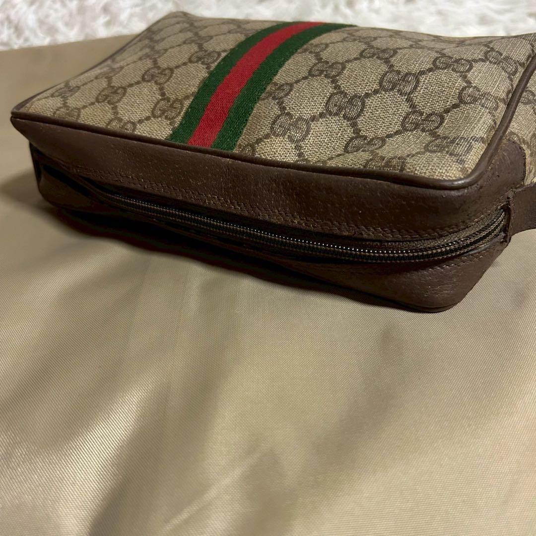 【美品】グッチ セカンドバッグ クラッチ シェリーライン PVC レザー ポーチ