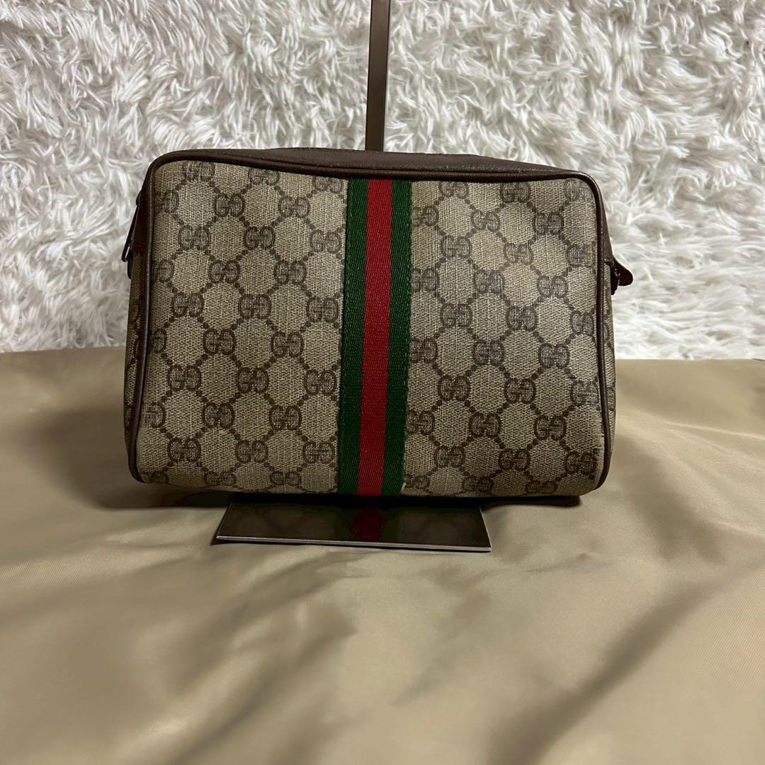 【美品】グッチ セカンドバッグ クラッチ シェリーライン PVC レザー ポーチ