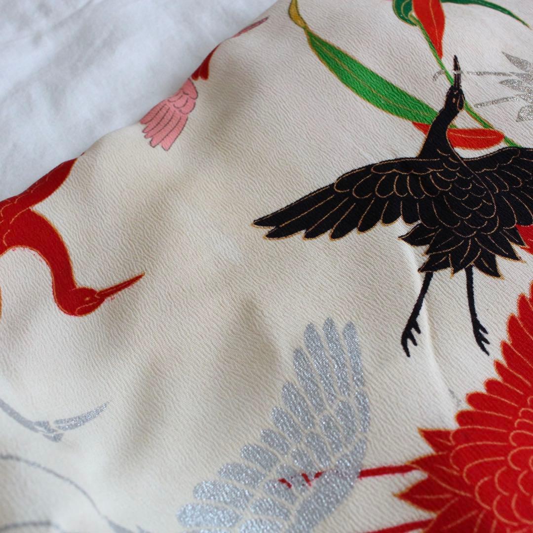 七五三 3歳 女の子 子供 アンティーク 鶴 着物 総絞り 被布 セット