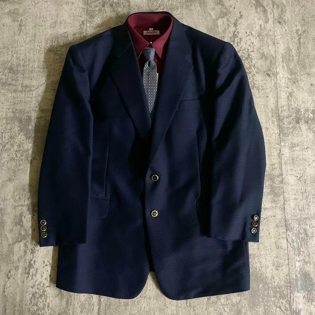 dunhill × GUCCI ダイヤ柄 黒金ボタン モヘアブレンド 高級スーツ