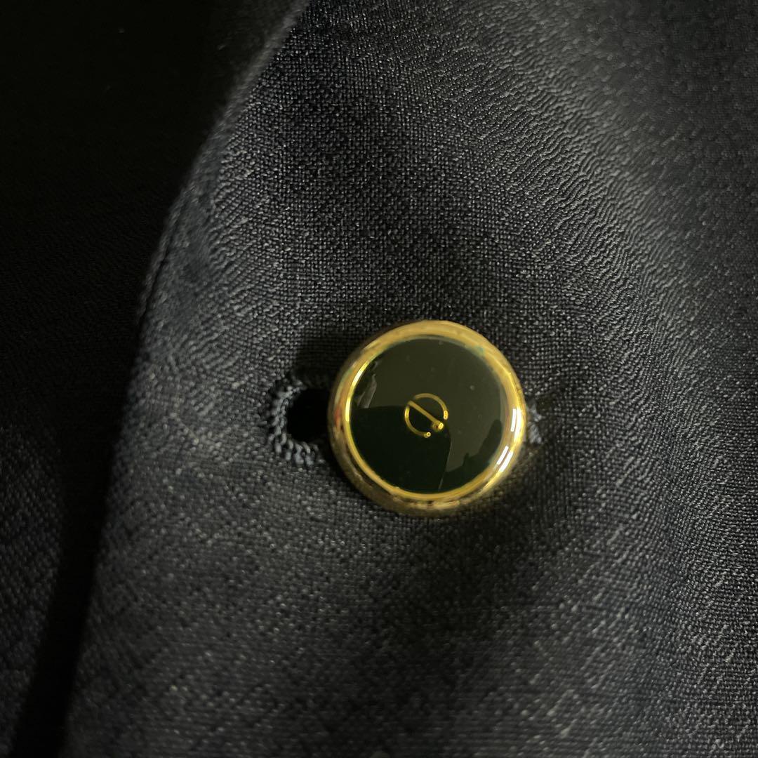 dunhill × GUCCI ダイヤ柄 黒金ボタン モヘアブレンド 高級スーツ