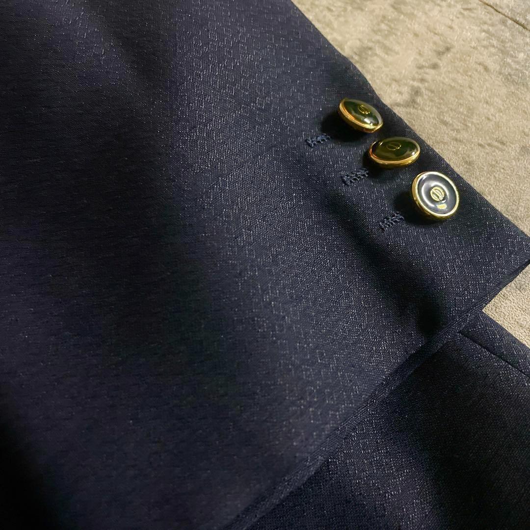 dunhill × GUCCI ダイヤ柄 黒金ボタン モヘアブレンド 高級スーツ