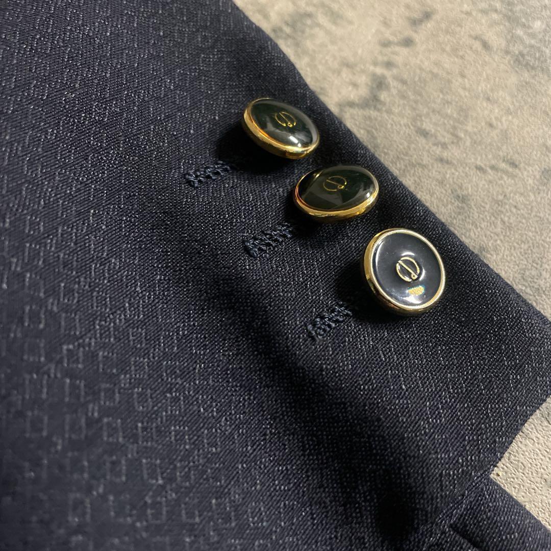 dunhill × GUCCI ダイヤ柄 黒金ボタン モヘアブレンド 高級スーツ