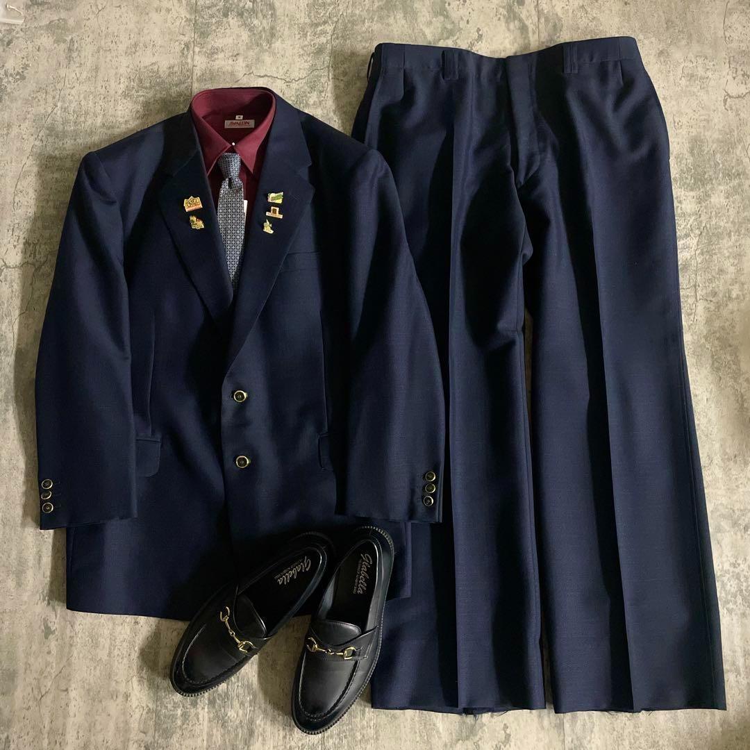 dunhill × GUCCI ダイヤ柄 黒金ボタン モヘアブレンド 高級スーツ