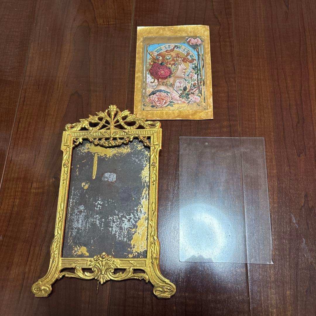 Xmasセールアンティークフォトフレームゴールドヴィンテージ