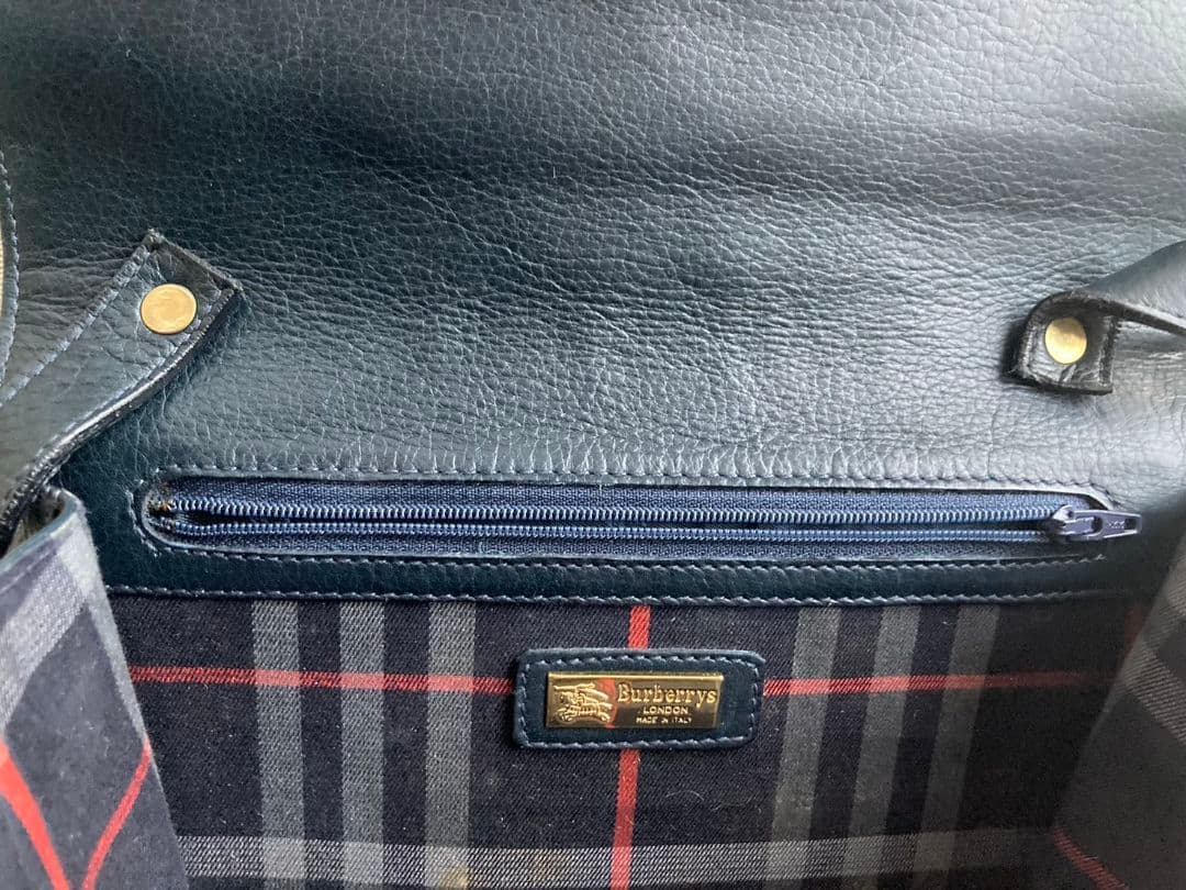 ま*ん様 希少★バーバリー BURBERRY レザー ショルダーバッグ★90s