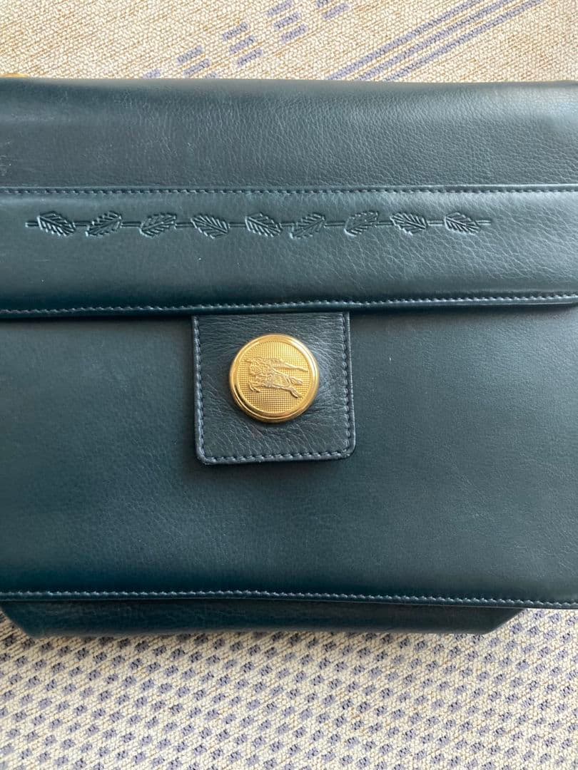 ま*ん様 希少★バーバリー BURBERRY レザー ショルダーバッグ★90s