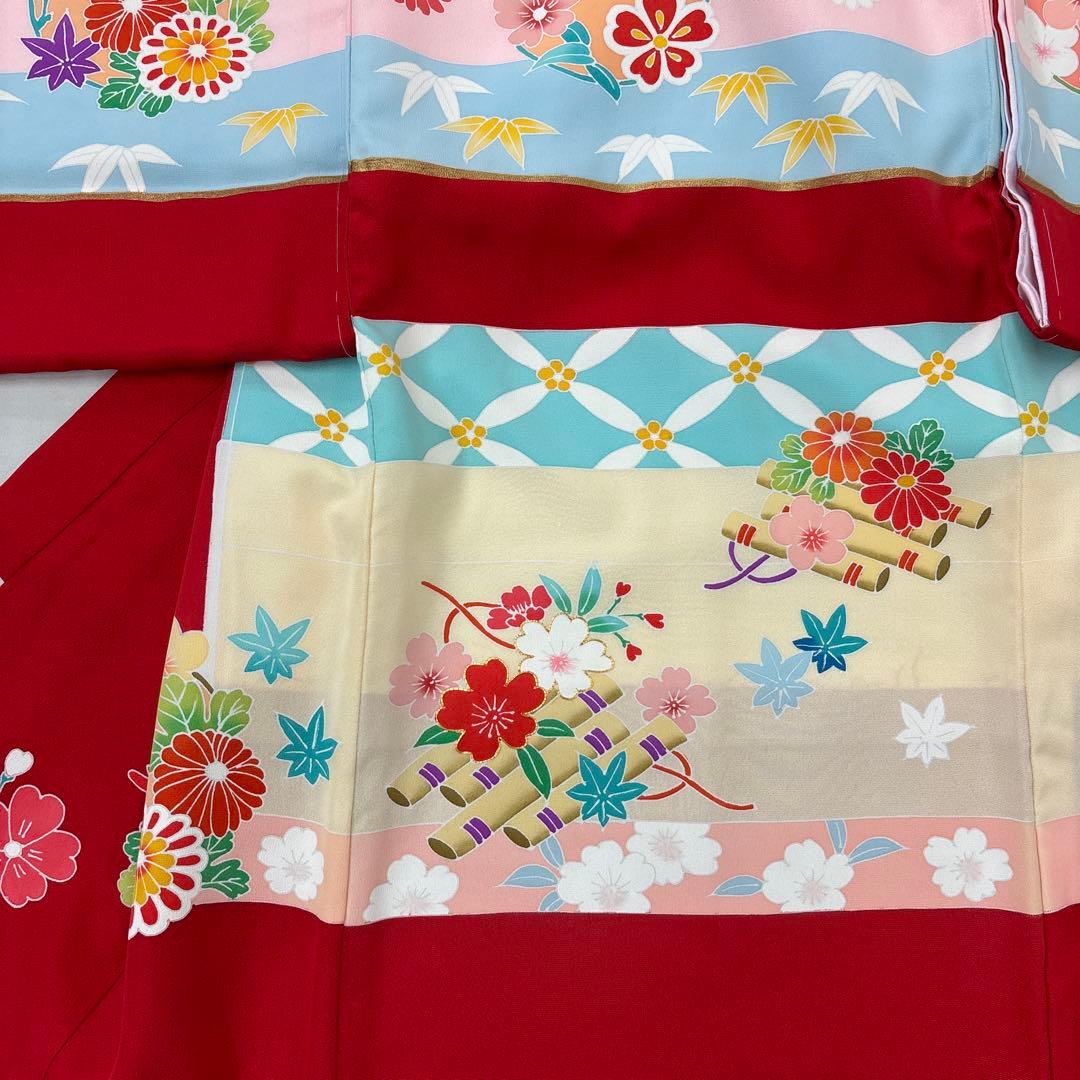 新品☆最高級正絹（祝着）特選京友禅手描き美術特選染刺繍入り王朝横段豪華四季花筏文