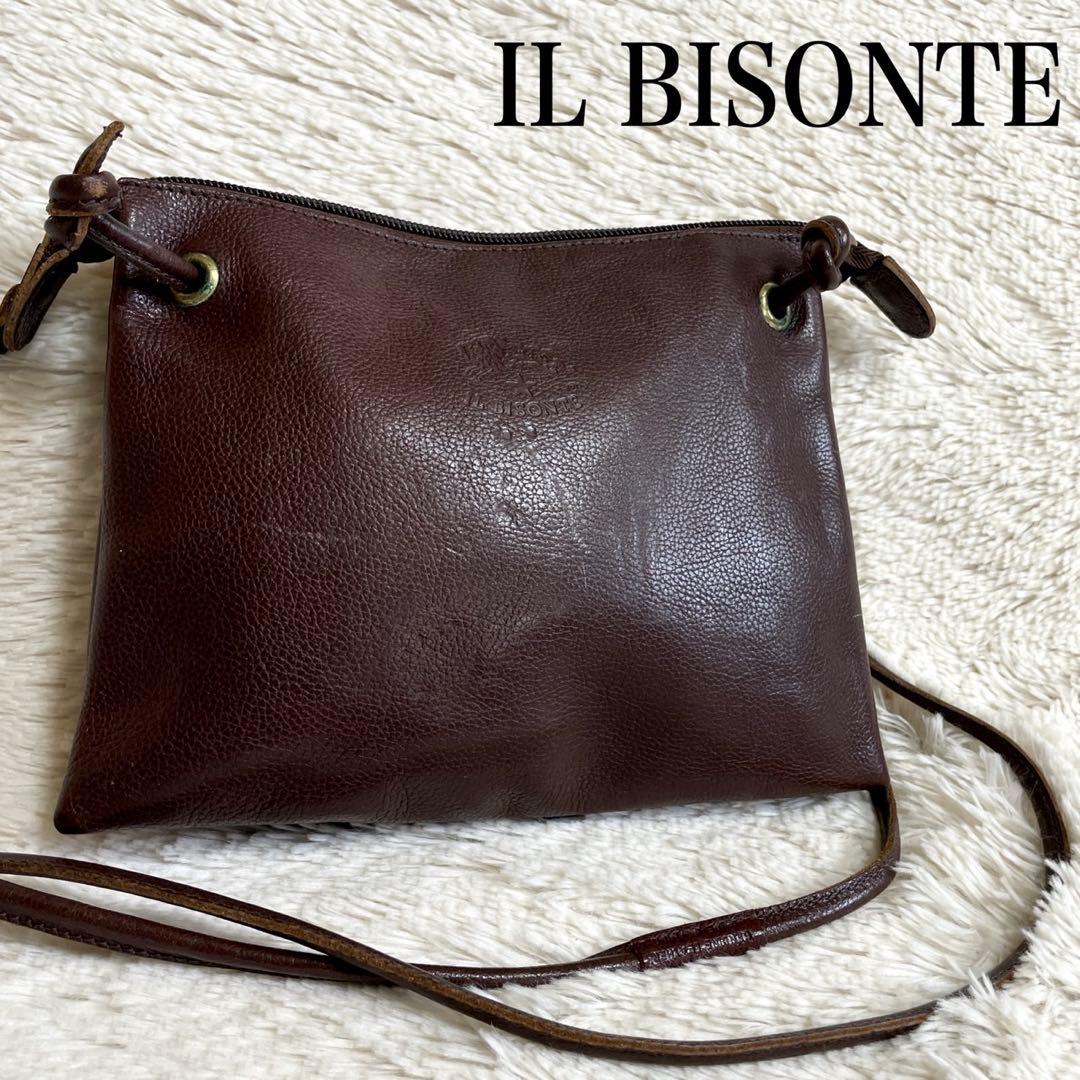 美品 イルビゾンテ レザー ロゴ ポシェット ショルダーバッグ サコッシュ 本革