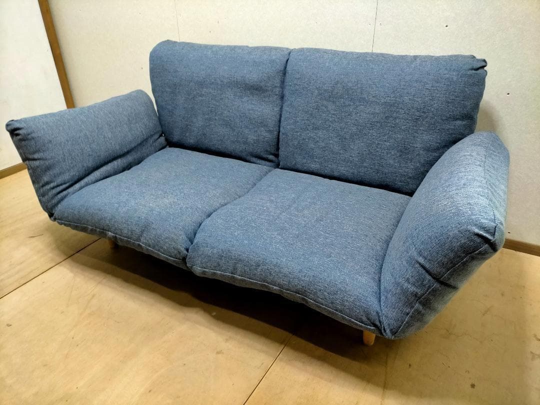 2人掛けソファ　リクライニング　ローソファ　ソファーベッド　250206-1