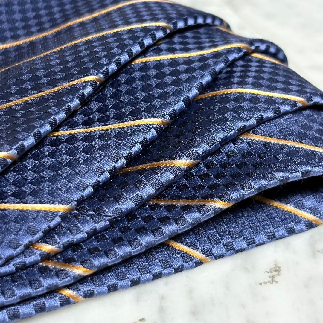 LOUIS VUITTON ネクタイ ネイビー ダミエ ストライプ ロゴ柄